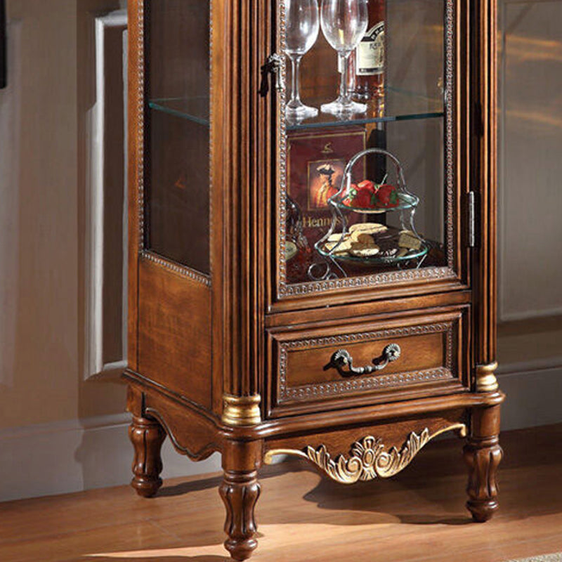 Traditional Curio Cabinet Birch Buffet Cabinet with Door for Bedroom