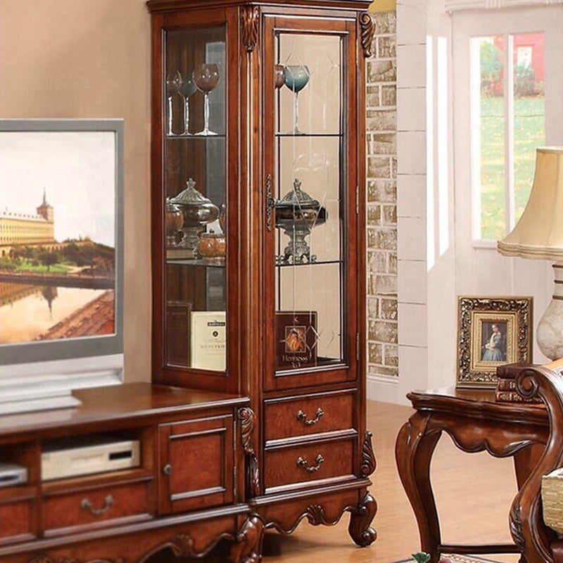 Traditional Curio Cabinet Birch Buffet Cabinet with Door for Bedroom