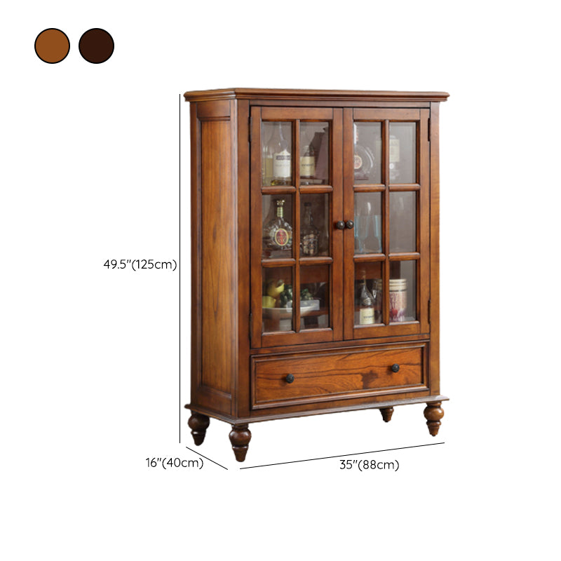 Traditional Rubberwood Display Stand Glass Doors Display Cabinet for Bedroom