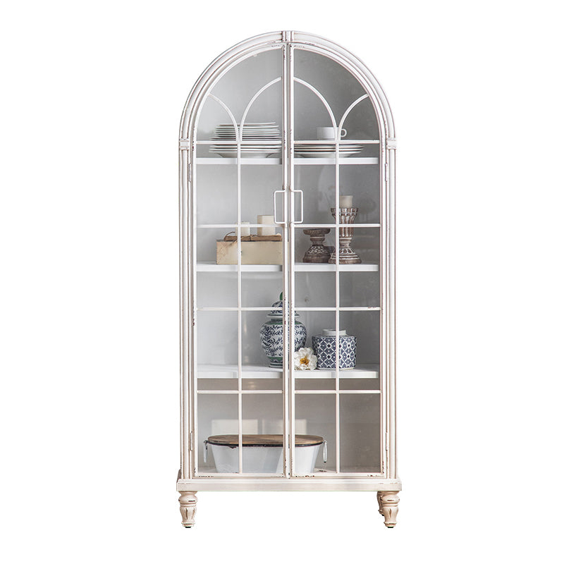 Traditional Pine Display Stand Glass Doors Storage Cabinet with Doors for Bedroom