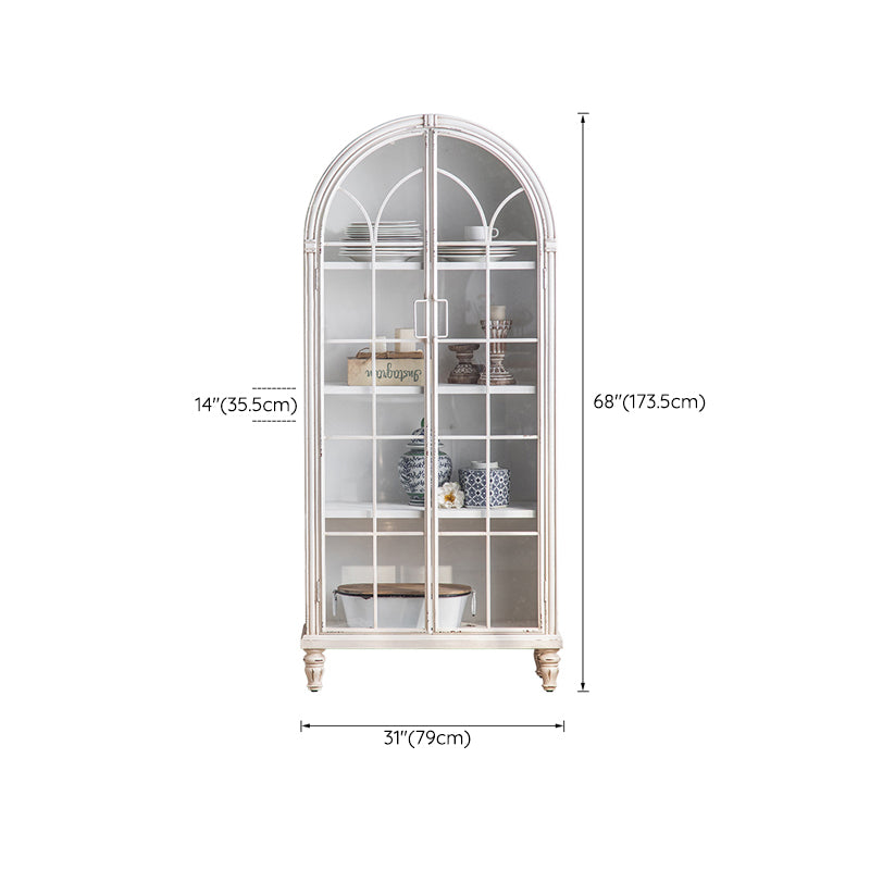 Traditional Pine Display Stand Glass Doors Storage Cabinet with Doors for Bedroom