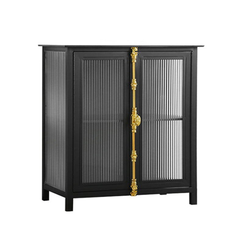 Industrial Glass Doors Curio Cabinet Metal Storage Cabinet with Legs for Living Room