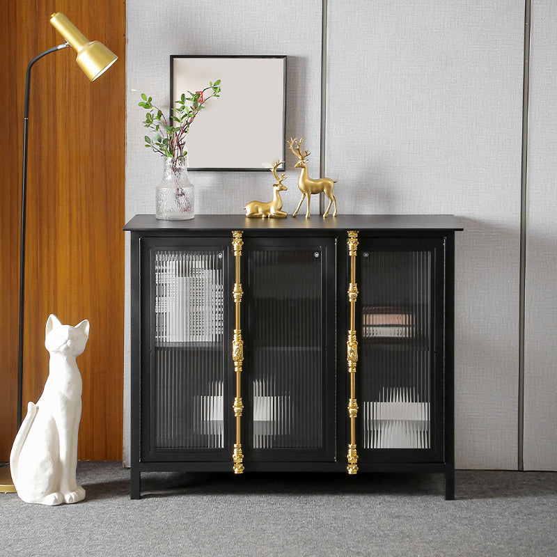 Industrial Glass Doors Curio Cabinet Metal Storage Cabinet with Legs for Living Room