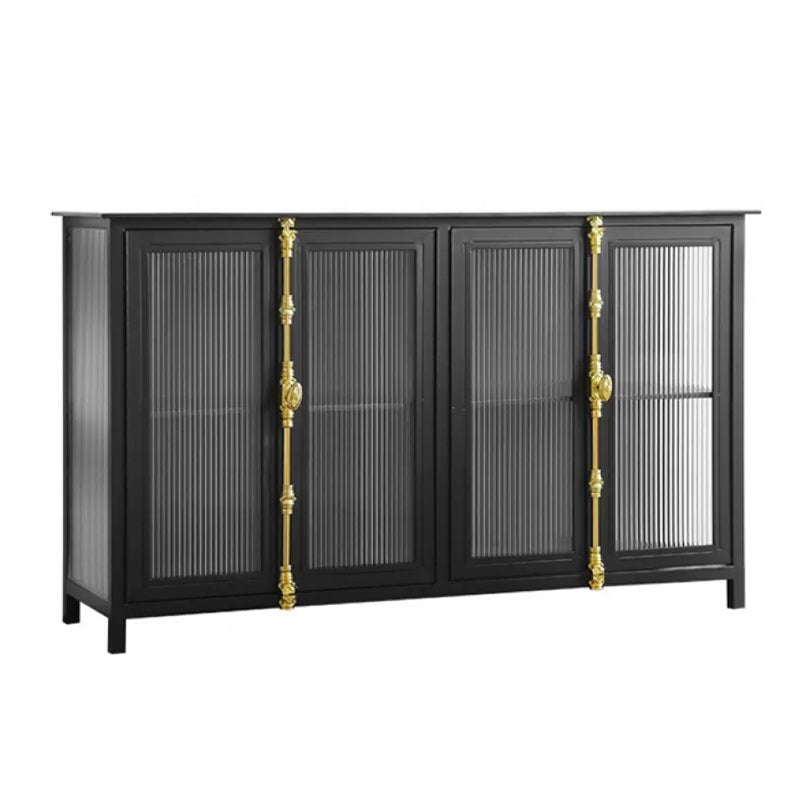 Industrial Glass Doors Curio Cabinet Metal Storage Cabinet with Legs for Living Room