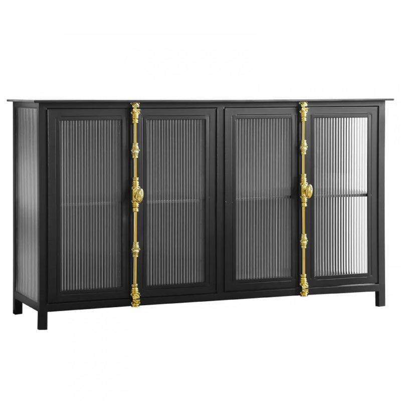 Industrial Glass Doors Curio Cabinet Metal Storage Cabinet with Legs for Living Room