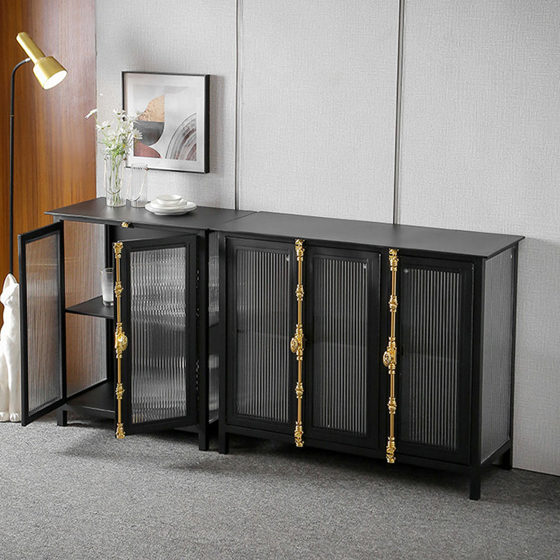 Industrial Glass Doors Curio Cabinet Metal Storage Cabinet with Legs for Living Room