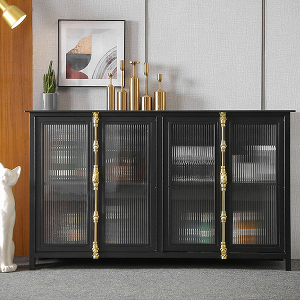 Industrial Glass Doors Curio Cabinet Metal Storage Cabinet with Legs for Living Room