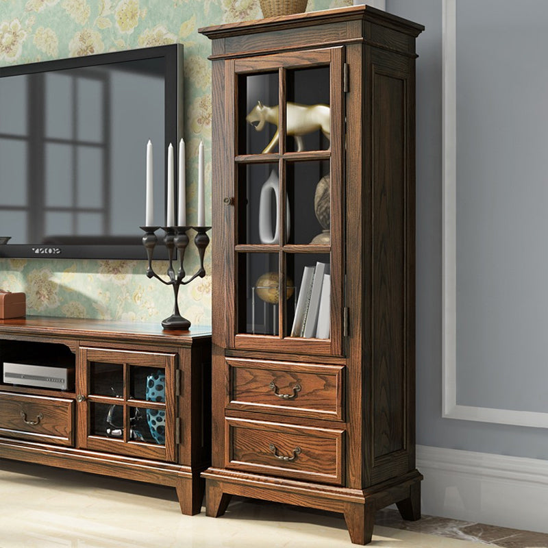 Traditional Ash Display Stand Glass Doors Display Cabinet for Bedroom