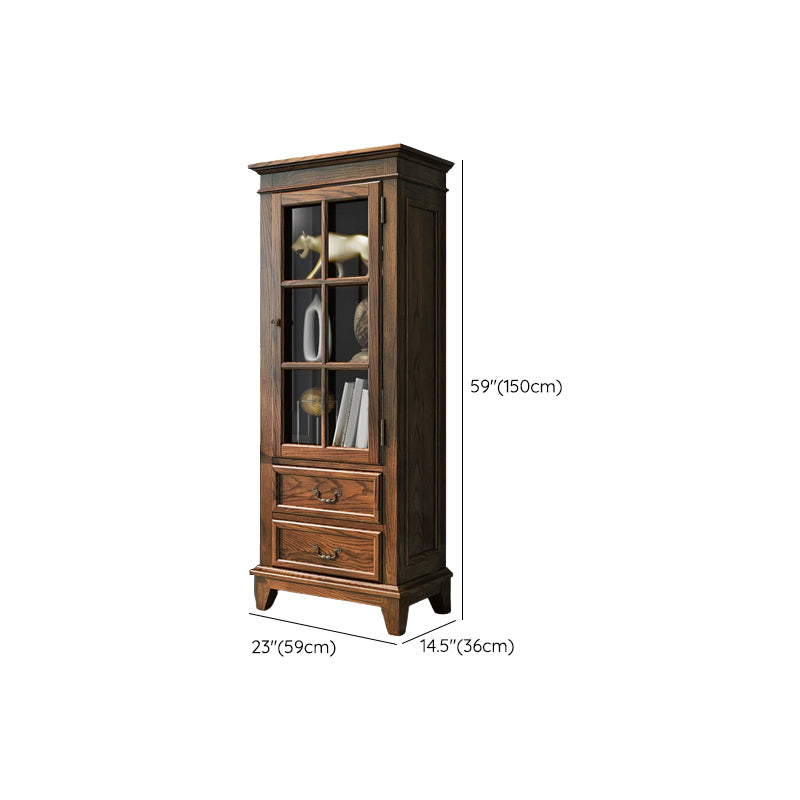 Traditional Ash Display Stand Glass Doors Display Cabinet for Bedroom