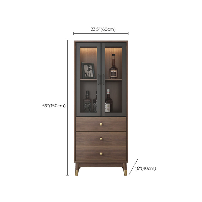 Contemporary Wood Display Stand Glass Doors Display Cabinet with Door for Bedroom