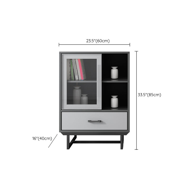 Contemporary Wood Display Stand Glass Doors Display Cabinet with Door for Bedroom