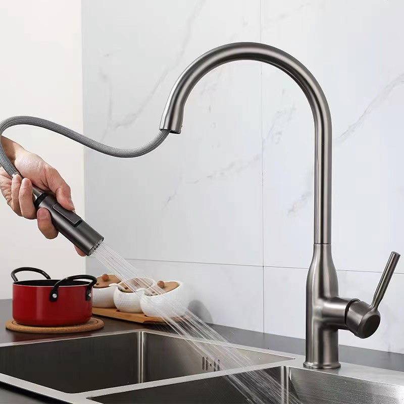 Modern Copper Kitchen Sink Faucet Single Handle High Arc Kitchen Faucet