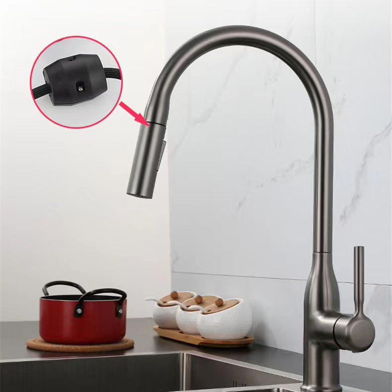 Modern Copper Kitchen Sink Faucet Single Handle High Arc Kitchen Faucet