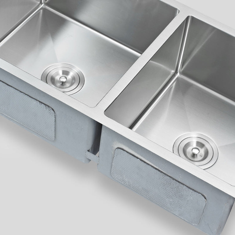 Modern Kitchen Sink Stainless Steel Double Sink with Drain Assembly Workstation Sink