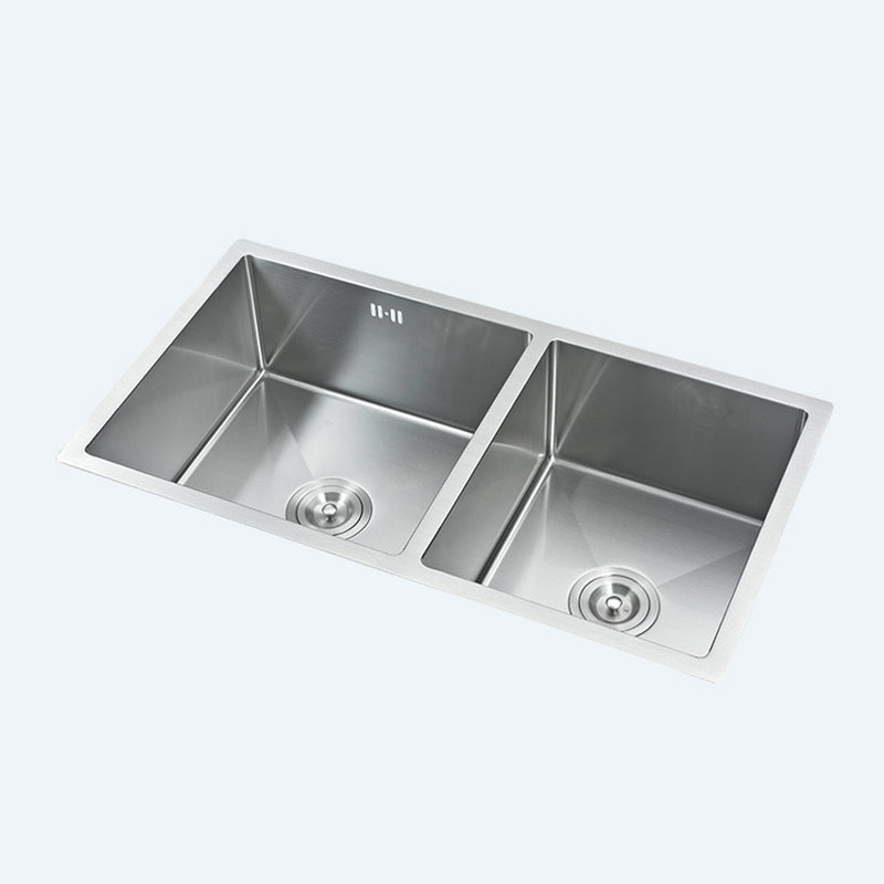 Modern Kitchen Sink Stainless Steel Double Sink with Drain Assembly Workstation Sink