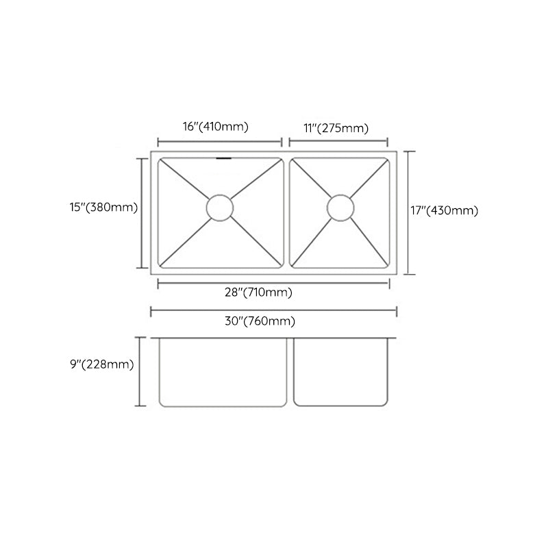 Modern Kitchen Sink Stainless Steel Double Sink with Drain Assembly Workstation Sink