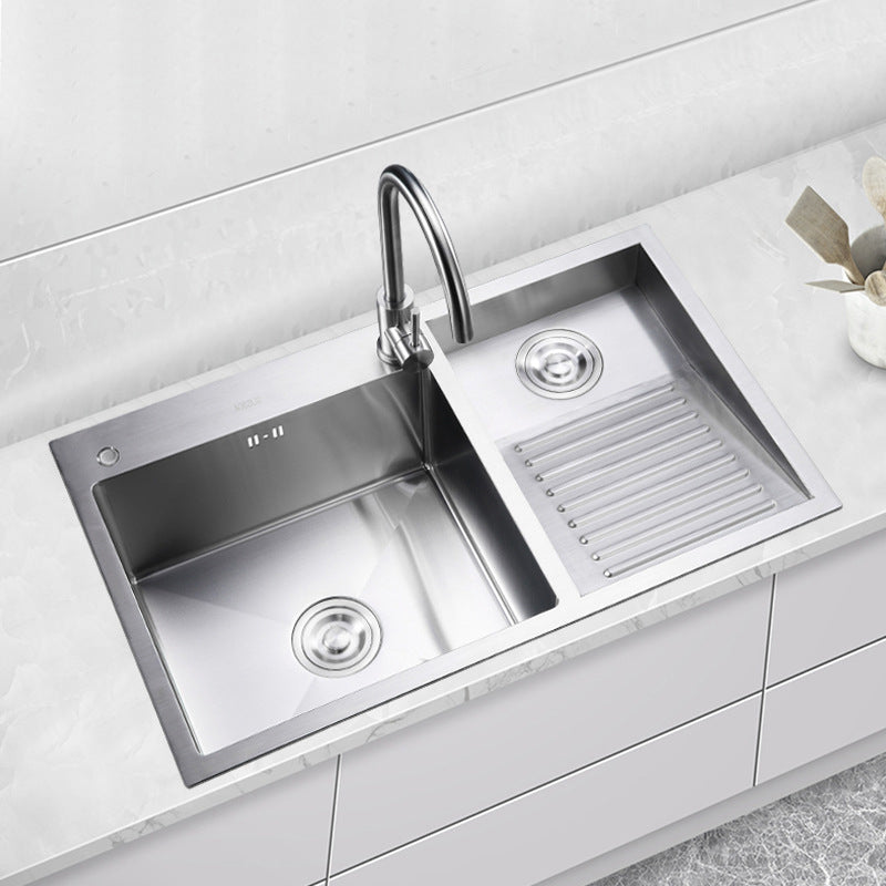 Modern Kitchen Sink Stainless Steel Double Sink with Accessories and Faucet Workstation