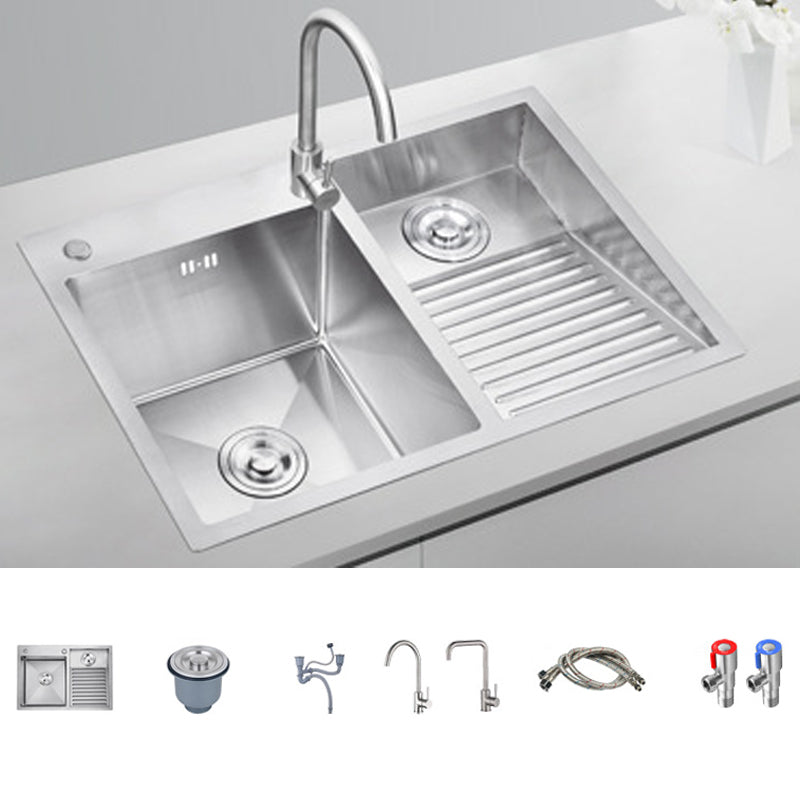 Modern Kitchen Sink Stainless Steel Double Sink with Accessories and Faucet Workstation