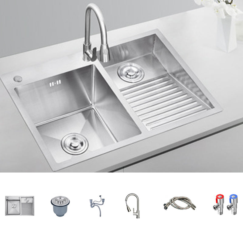 Modern Kitchen Sink Stainless Steel Double Sink with Accessories and Faucet Workstation