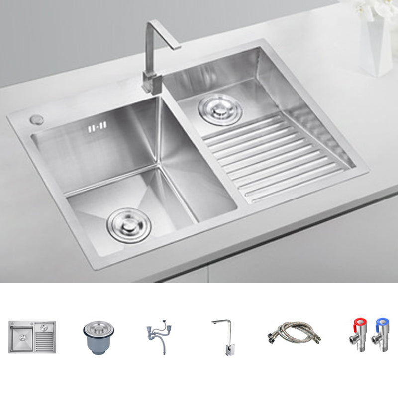 Modern Kitchen Sink Stainless Steel Double Sink with Accessories and Faucet Workstation