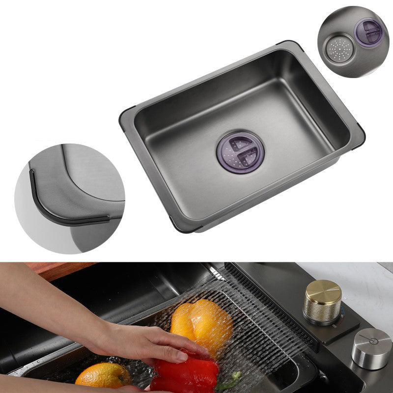 Contemporary Kitchen Sink Corrosion Resistant 3 Holes Kitchen Sink with Drain Assembly