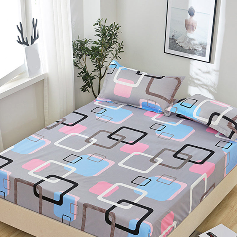 Printed Fitted Sheet Set Polyester Breathable Soft Fitted Sheet Set