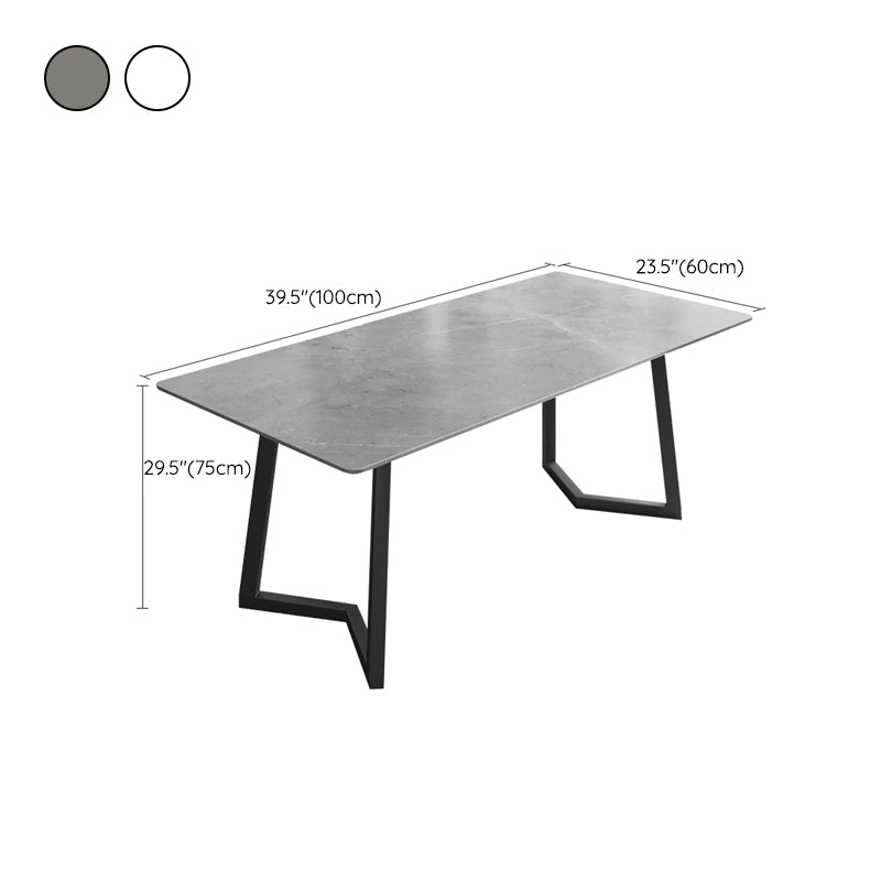 Grey/White Industrial Stone Writing Desk Rectangular Gaming Desk for Home