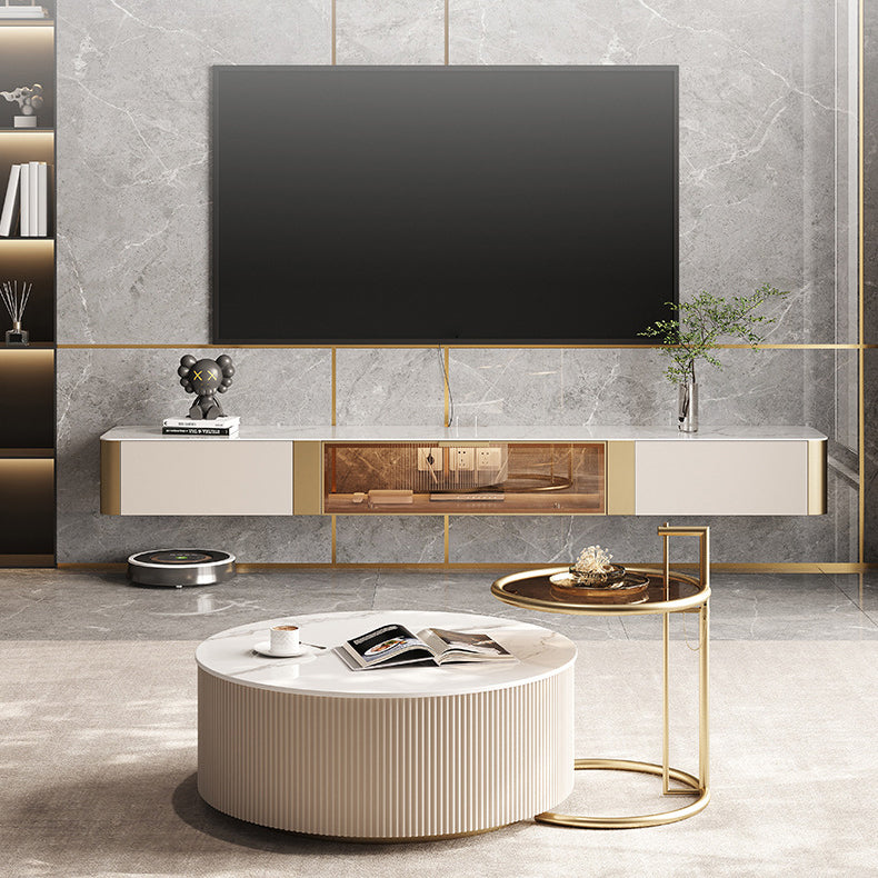 Glam Stone TV Stand Console Wall-mounted TV Media Stand with Storage for Living Room