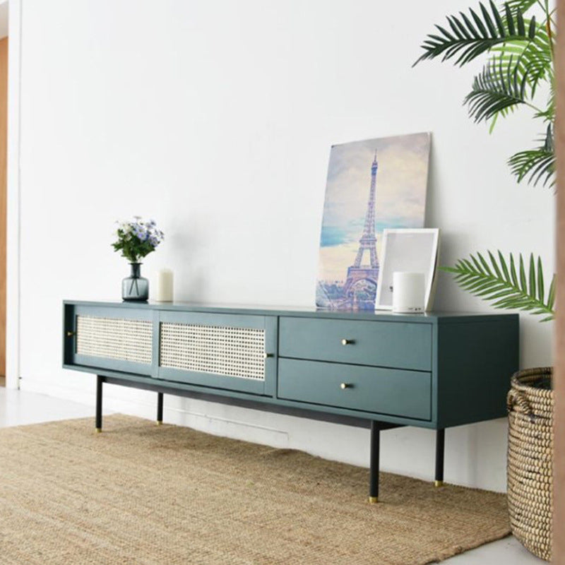 Wooden TV Media Console Industrial Console TV Stand with Drawers