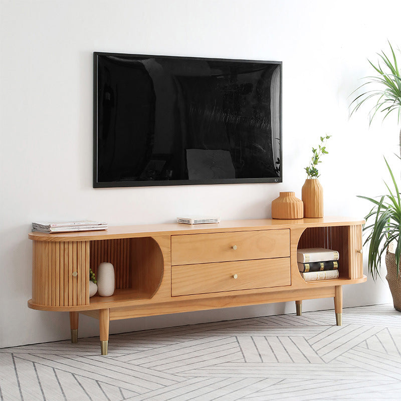 Solid Wood TV Media Console Traditional Media Console TV Stand with Drawers