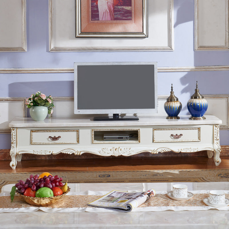 Solid Wood TV Media Console Open Storage Media Console TV Stand with 2 Drawers