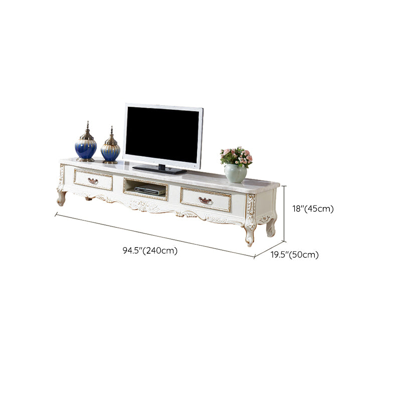 Solid Wood TV Media Console Open Storage Media Console TV Stand with 2 Drawers