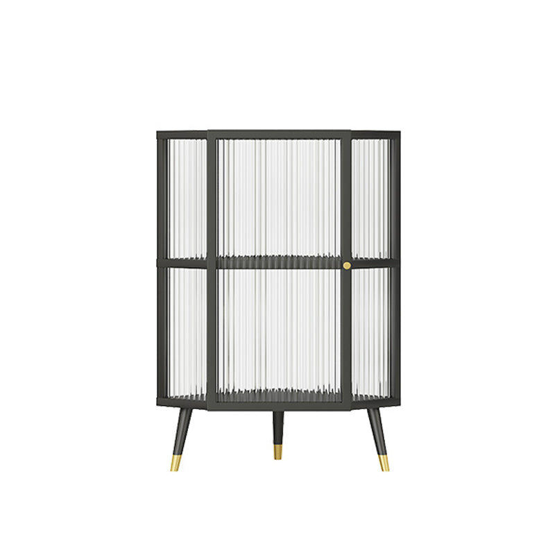 Industrial Curio Cabinet Metal Glass Doors Storage Cabinet with Legs for Living Room