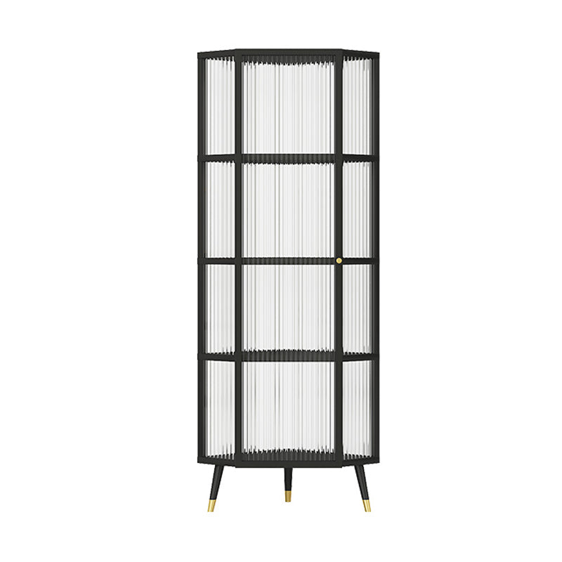 Industrial Curio Cabinet Metal Glass Doors Storage Cabinet with Legs for Living Room