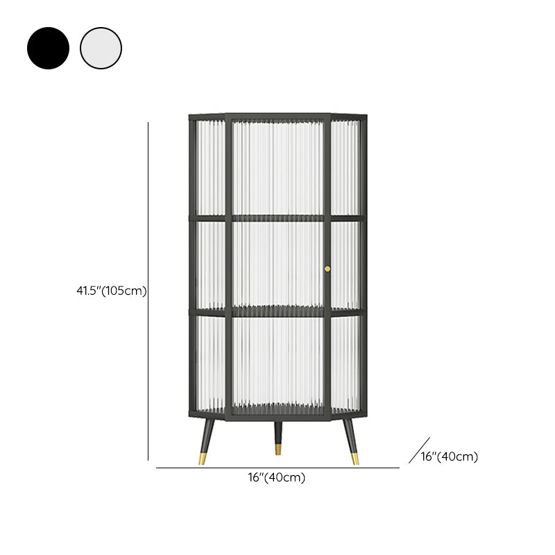 Industrial Curio Cabinet Metal Glass Doors Storage Cabinet with Legs for Living Room