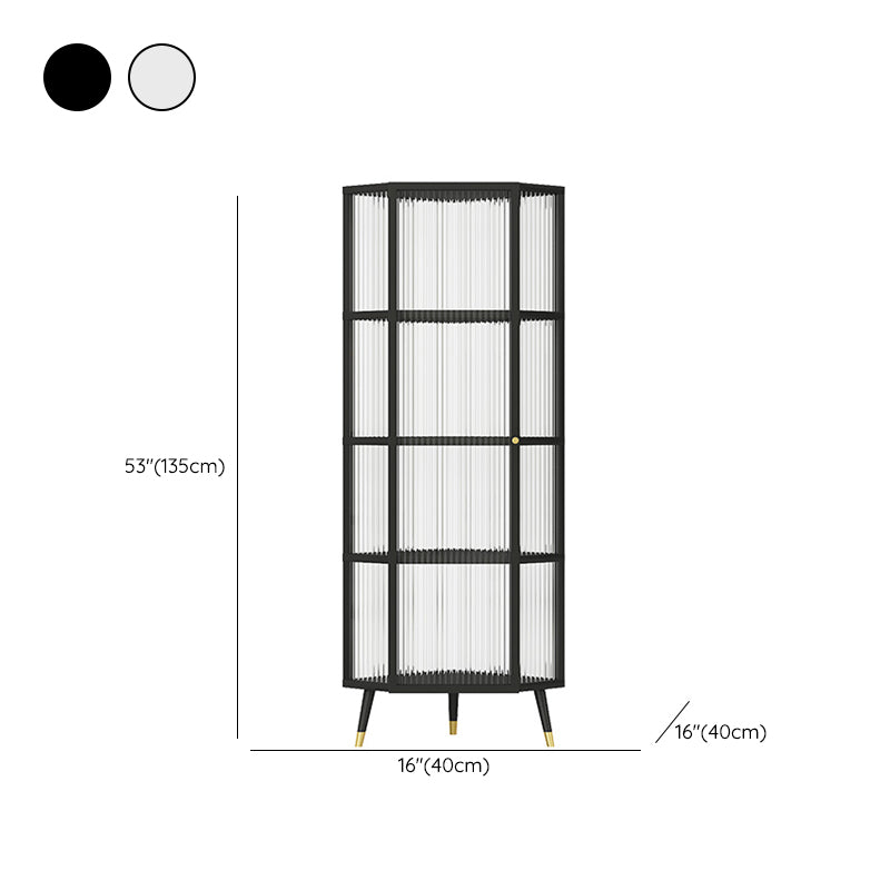 Industrial Curio Cabinet Metal Glass Doors Storage Cabinet with Legs for Living Room