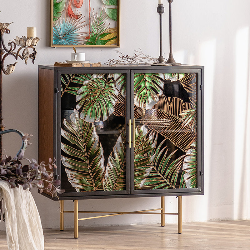 Contemporary Metal Display Stand Glass Doors Display Cabinet for Living Room