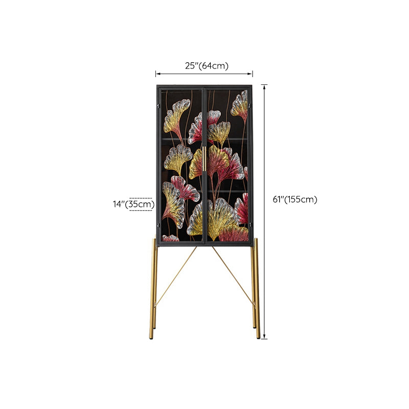 Contemporary Metal Display Stand Glass Doors Display Cabinet for Living Room
