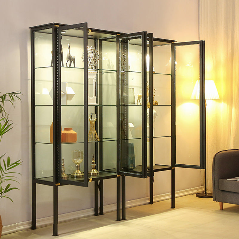 Glam Metal Curio Cabinet Glass Doors Display Cabinet with Door