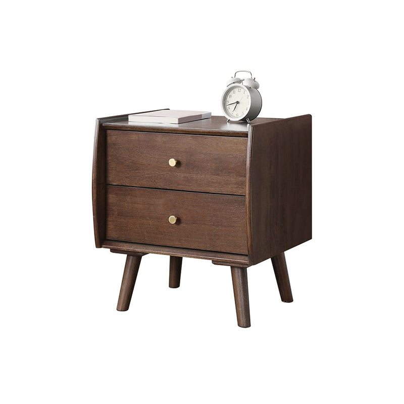 2 Drawers Solid Wood Nightstand Modern Night Table With Legs ,20.9" Tall