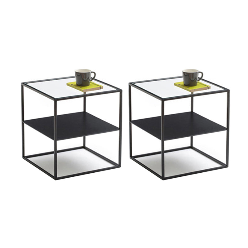 Contemporary Glass Top Night Table Glass Top Open Storage Nightstand ,21.3" Tall