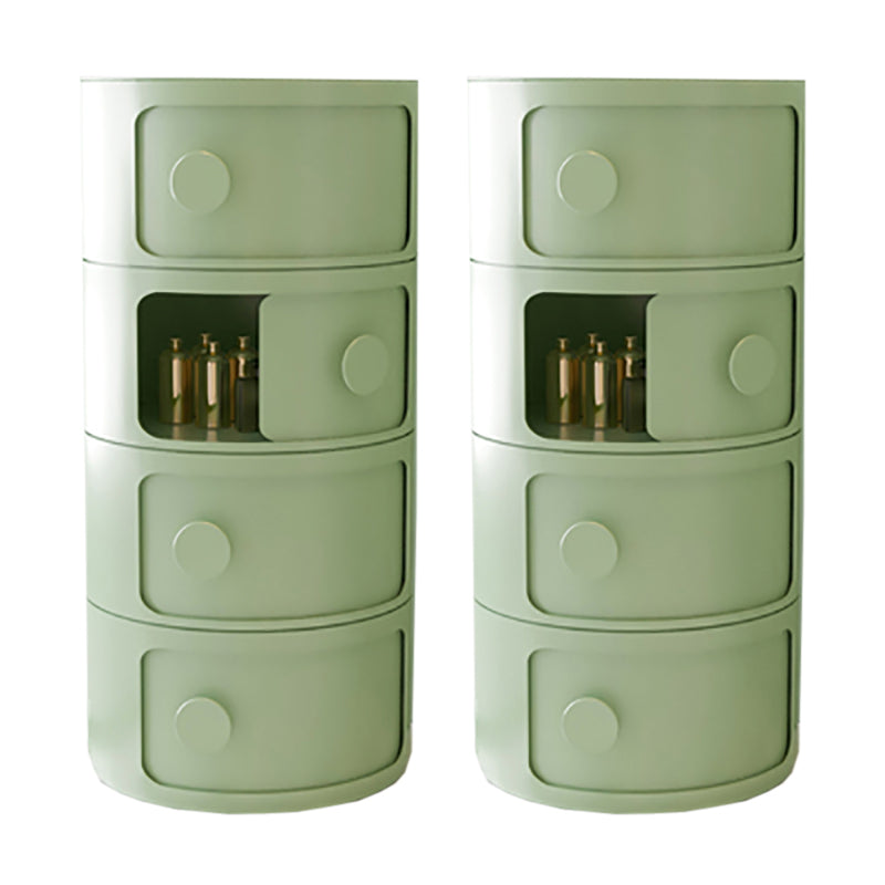 Contemporary Storage Accent Table Nightstand Round Nightstand with Cabinets