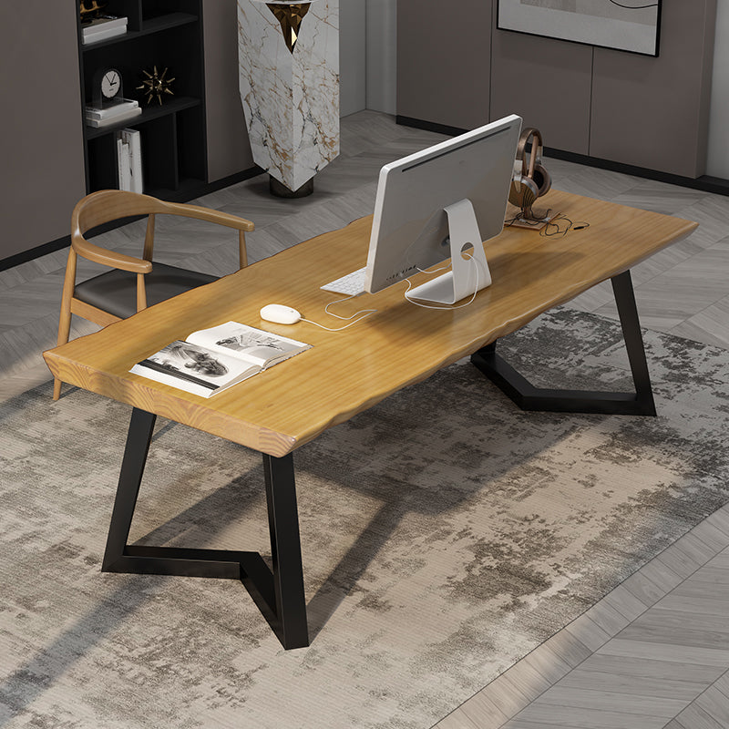 Industrial Solid Wood Writing Desk Rectangular Sled Base Office Desk