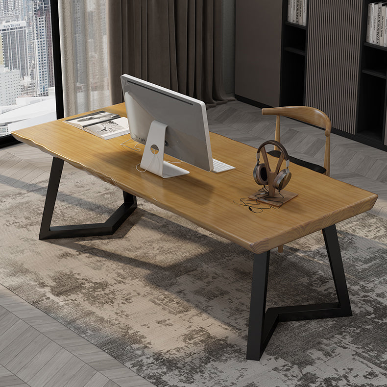 Industrial Solid Wood Writing Desk Rectangular Sled Base Office Desk