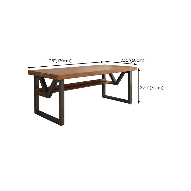 Industrial Solid Wood Writing Desk Sled Rectangular Office Desk