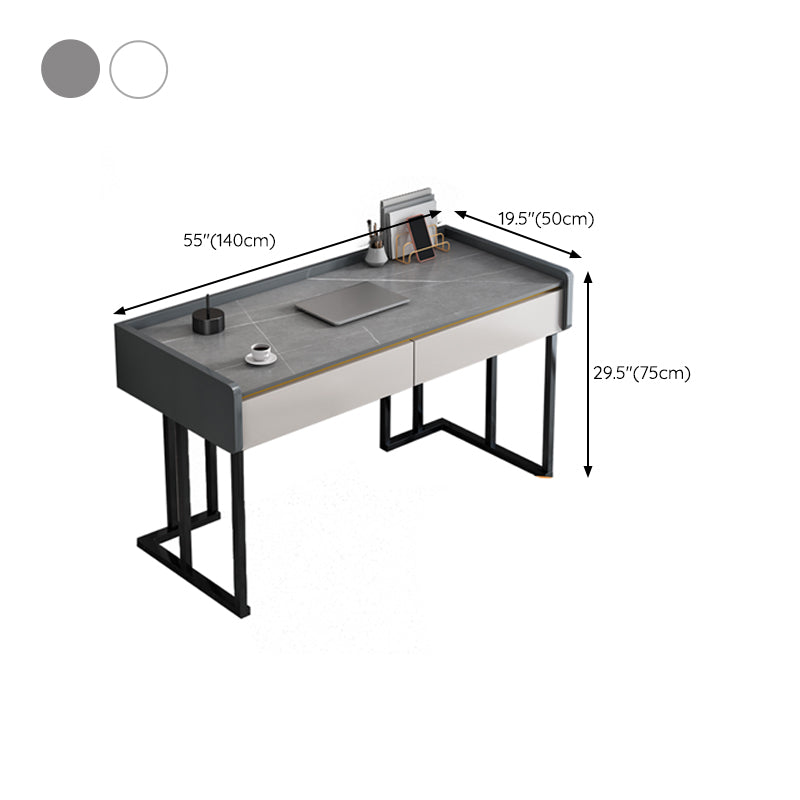 19.68" W Industrial Rectangular Office Desk Antique Finish Computer Desk with Metal Legs