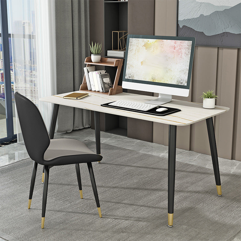 Modern Stone Office Desk 29.53" Tall Parsons Base Writing Desk