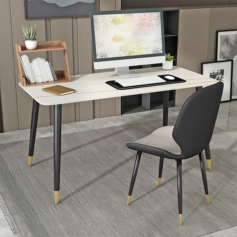 Modern Stone Office Desk 29.53" Tall Parsons Base Writing Desk