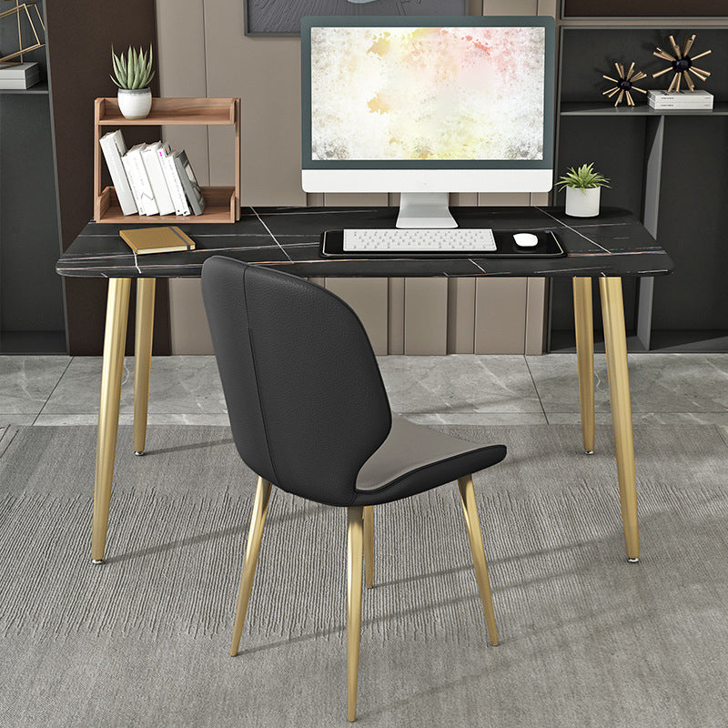 Modern Stone Office Desk 29.53" Tall Parsons Base Writing Desk