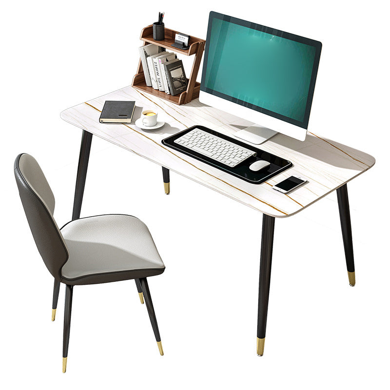 Modern Stone Office Desk 29.53" Tall Parsons Base Writing Desk